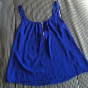 Express XS Royal Blue Tank with gold zipper detail